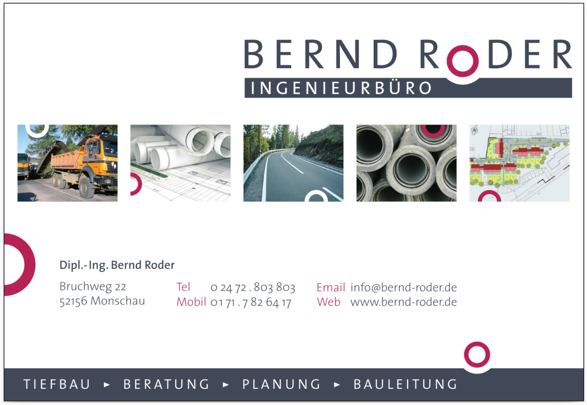 Bernd Roder, Ingenieurbüro Monschau / Höfen - Tiefbau, Beratung, Planung, Bauleitung